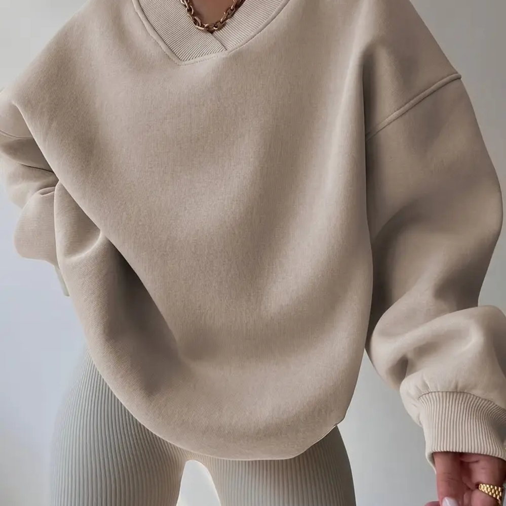 Beige V-Neck Sweater